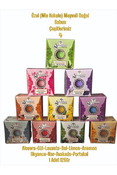 ANTEPLİHANI Natural Mis Scented Soap Soap, Aloevera-Rose-Lavender-Honey-Lemon-Anemon-Ocean-Peach-Avocado-Orange-10 Pieces