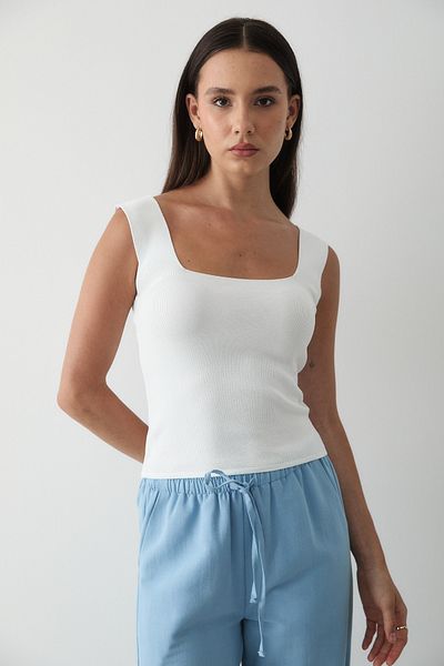 JASTE Women's Sleeveless Thick Strap Square Neck Knitwear Undershirt