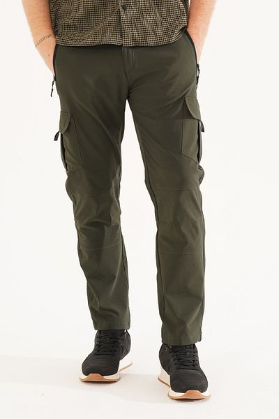 Souris Ανδρικό παντελόνι Cargo Khaki Standard Cut με 5 τσέπες που αναπνέει από Lycra Outdoor