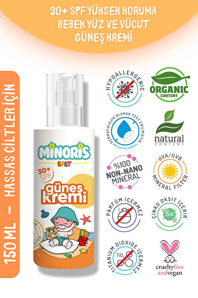 Minoris Baby Organik Güneş Koruyucu Sprey Krem Spf30 150ml