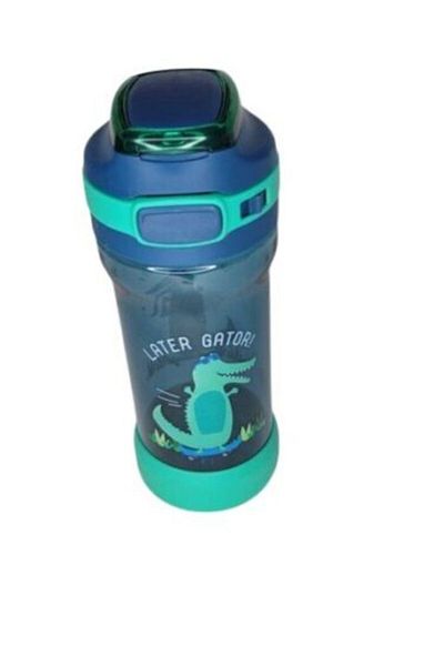 Coolgear Kid's Pier Leakproof Sipper Water Bottle, Finger Loop On Cap For Easy Carrying, Later Gator 16 Fl Oz
