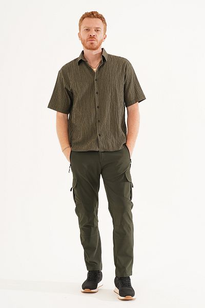 Souris Ανδρικό παντελόνι Cargo Khaki Standard Cut με 5 τσέπες που αναπνέει από Lycra Outdoor