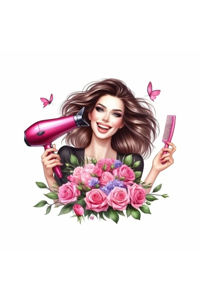 Reysa Tasarım Kuaför Sticker 3 Duvar Sticker 30x25 CM