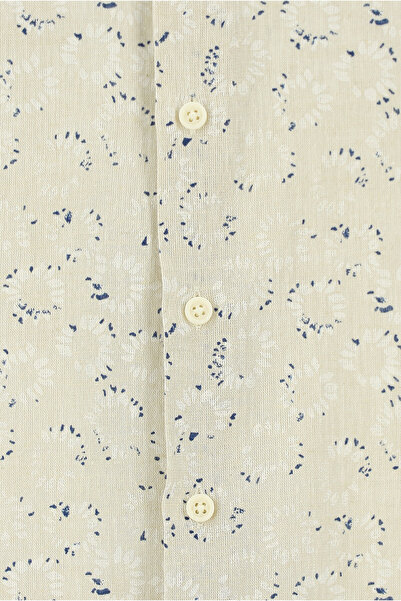 Abdullah Kiğılı Uzun Kol Slim Fit Dar Kesim Spor Baskılı Keten Gömlek