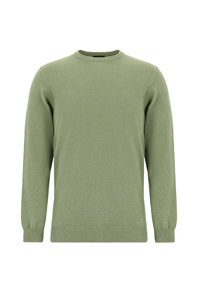 Abdullah Kiğılı Bisiklet Yaka Regular Fit Desenli Pamuklu Kaşmirli Triko Kazak