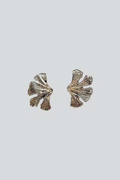 stravis Silver Color Mini Leaf Earrings