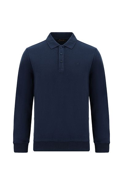 Abdullah Kiğılı Polo Neck Regular Fit Embroidered Cotton Sweatshirt