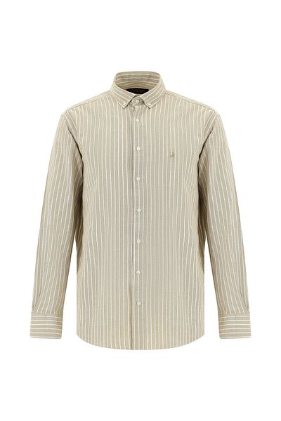 Abdullah Kiğılı Striped Cotton Shirt - Long Sleeve, Regular Fit