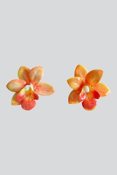 stravis Orange Flower Earrings