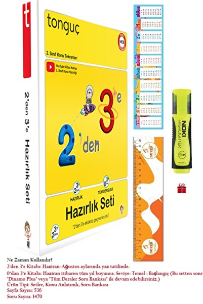 Tonguç Yayınları 3. Sınıf 2'den 3'e Hazırlık Seti Ve Fosforlu Kalem Sezgistor...