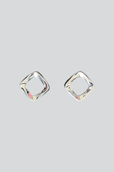 stravis Silver Color Square Earrings