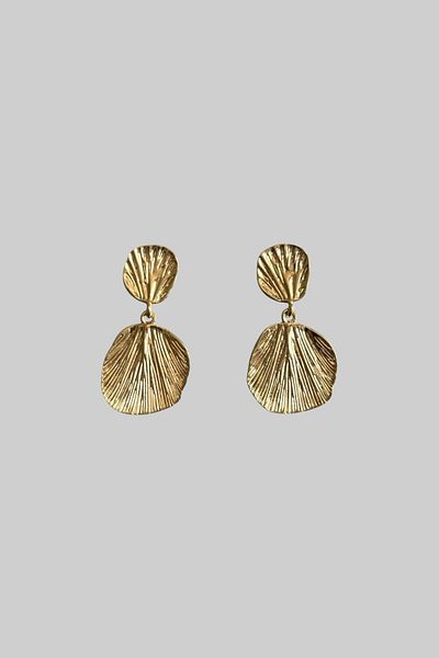 stravis Gold Textured Dangle Earrings