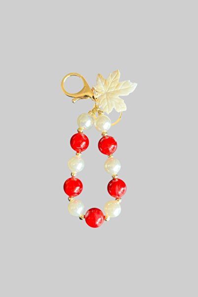 stravis Breloc cu detaliu frunze de perle pentru geanta