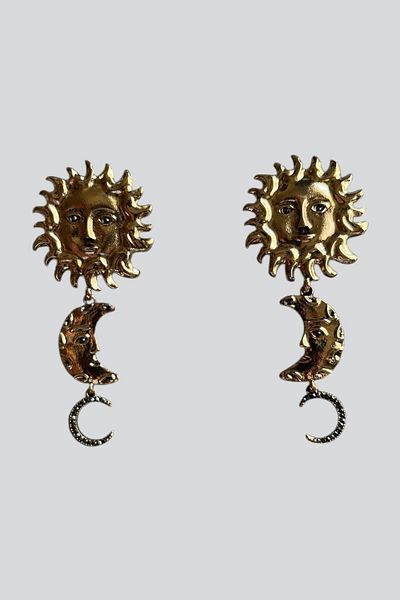 stravis Dangle Sun and Moon Design Earrings