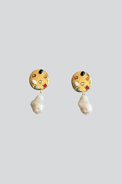 stravis Dangle Pearl Detail Earrings