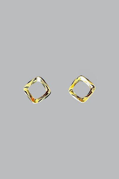 stravis Gold Color Square Earrings
