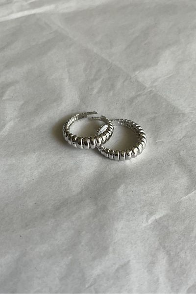 stravis Silver Color Thin Curved Ring