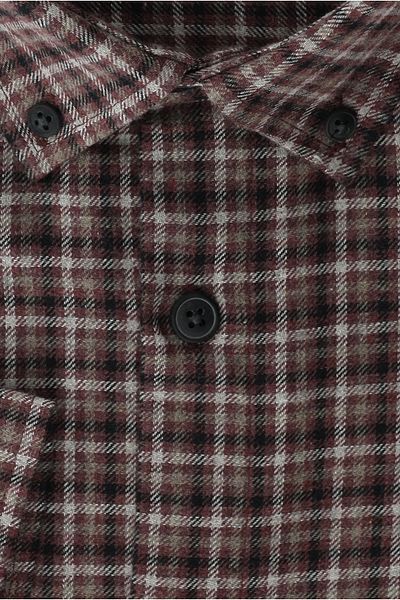 Kiğılı Plus Size Long Sleeve Plaid Cotton Easy-To-Iron Button Collar Lumberjack Shirt