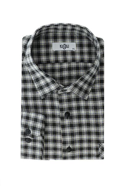 Kiğılı Plus Size Long Sleeve Plaid Cotton Easy Ironing Lumberjack Shirt