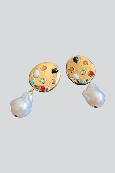 stravis Dangle Pearl Detail Earrings
