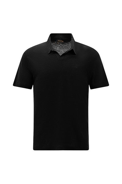 Abdullah Kiğılı Linen Polo Neck Embroidered Regular Fit T-Shirt