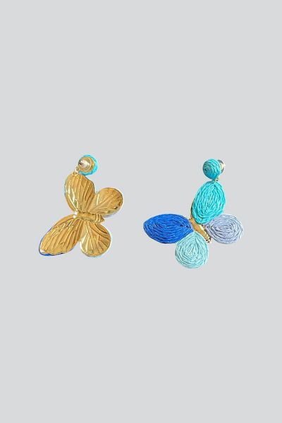 stravis Colorful Straw Butterfly Earrings
