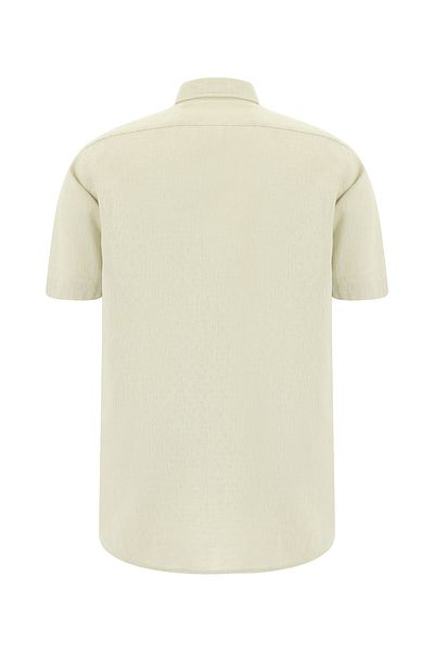 Kiğılı Patterned Linen Shirt - Short Sleeve, Regular Fit
