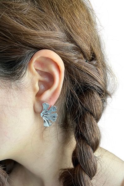 stravis Silver Color Mini Leaf Earrings