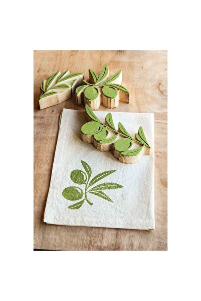 Arkaik Craft Set de frunze de măsline imprimate din lemn
