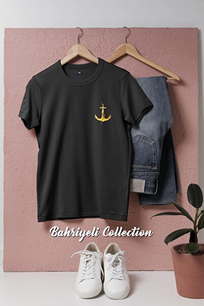 bahriyeli.jpeg supradimensionat Gold Çıpa Çapa Design de buzunar unisex tricou