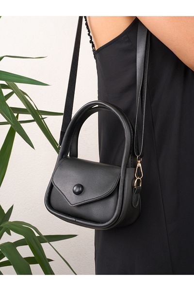 Cochines Women's Black Buttoned Handbag and Shoulder Bag