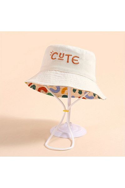 GlassySKY 1Pcs Luxury Double-Sided Breathable Drawstring 100% Cotton Sun Protection Hat, Summer Beach Vacation Travel