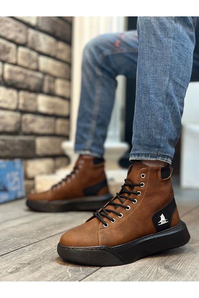 Urikem BA0155 Lace-up Men's High Sole Tan Sports Boots