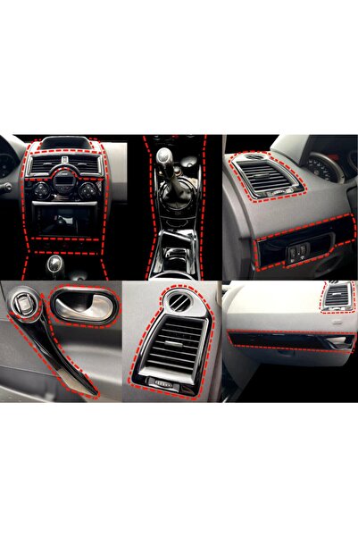 ODAC TUNING Megan 2 Torpido Kaplama Maun Piano Black Kaplama Konsol Trim Kaplama Mega Set (PIANO BLACK)