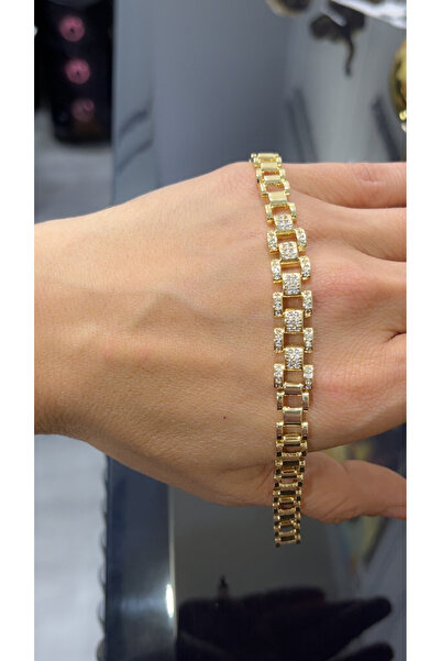 Store 14k Altın Rengi Zirkon Taşlı Xuping Bileklik 18 Cm