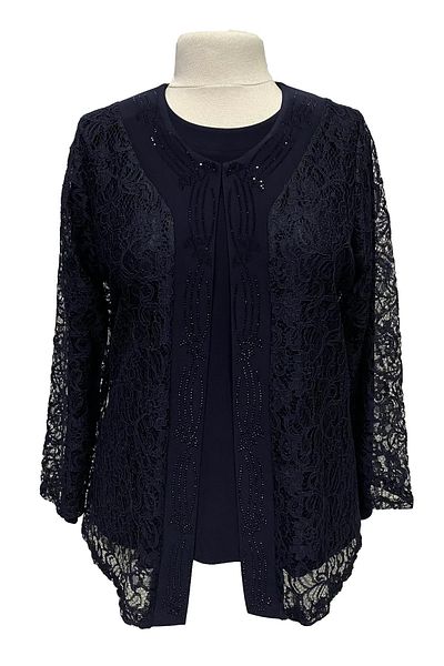 HESNA Navy Blue Evening Dress Set - Fate Jacket Included