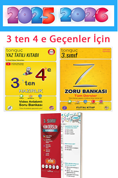 Tonguç Yayınları 3. Sınıf Tüm Dersler Zoru Bankası Ve 3'ten 4'e Hazırlık Kitabı Ile Yaprak Test
