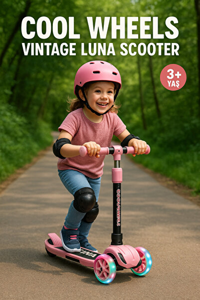 Scooter Cool Wheels LED Işıklı Katlanabilir Çocuk Scooter - 3 Tekerlekli Vintage Luna (3+ Yaş)