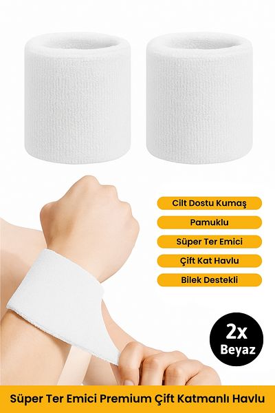 SÖYLEMEZ ÇORAP 2Pcs Super Sweat Absorbing Premium Double Layer Towel Wristband Athlete Wristband for Tennis Basketball Football