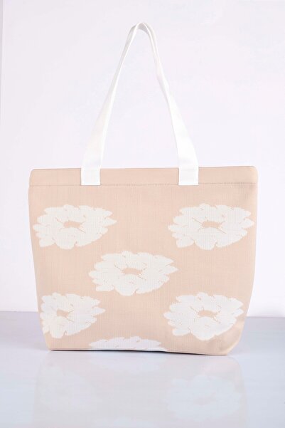 Sebir Moda Floral Patterned Knitwear Shoulder and Beach Bag