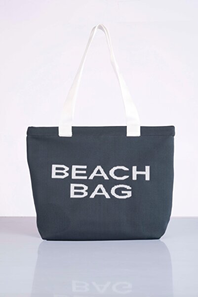 Sebir Moda Beach Bag Written Knitwear Beach Bag
