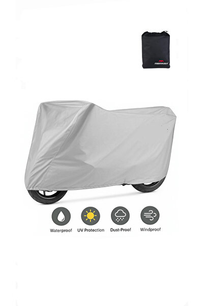 Moonrider Gri Motorsiklet Çadırı Motor Brandası Su Geçirmez Topcase Uyumlu Taşıma Çantalı 250cm-150cm