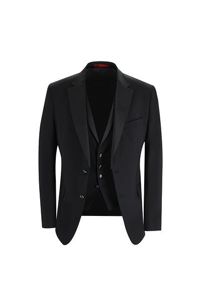Kiğılı Mono Collar Slim Fit Tuxedo with Vest - Groom Suit