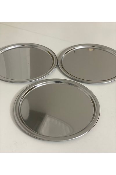 SEVA ÇELİK Stainless Steel 3 Piece Round Model Serving and Presentation Tray Luxury Presentation