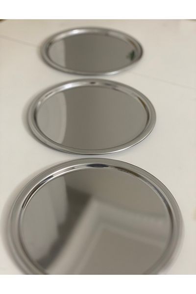 SEVA ÇELİK Stainless Steel 3 Piece Round Model Serving and Presentation Tray Luxury Presentation