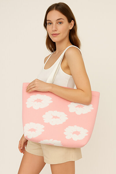 Sebir Moda Τσάντα ώμου και παραλίας με μοτίβο λουλουδιών