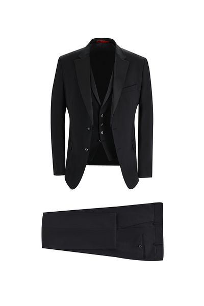 Kiğılı Mono Collar Slim Fit Tuxedo with Vest - Groom Suit