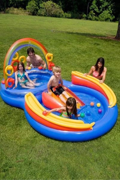 Generic Inflatable Play Pool - Slide, Water Sprayer - Interactive Games - 297x193x135cm