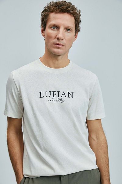 Lufian 111020238 Love Modern Graphic T-Shirt Men's T-Shirt Ecru
