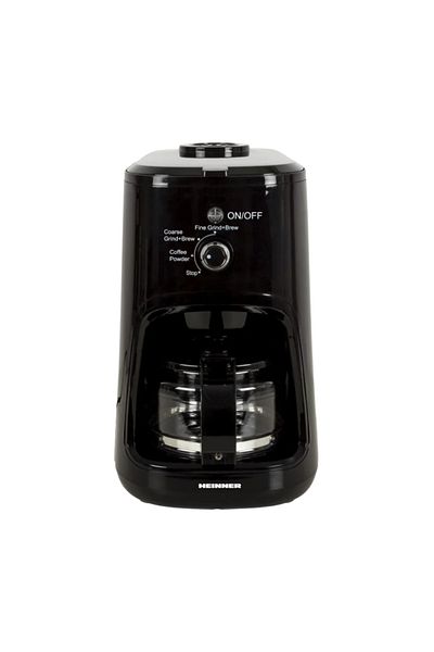 Heinner Cafetiera cu Rasnita Heinner - 900W, 0.6L, Cafea Boabe, Macinata, Filtru Detasabil - HCM-900RBK
